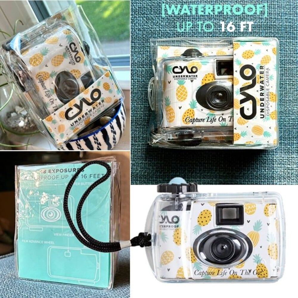 NIB CYLO Pineapple Print Underwater Disposable Camera Waterproof up to 16 Feet